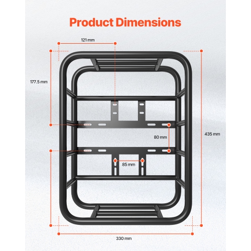 VEVOR Rear Bike Basket, Medium Bicycle Basket with Cargo Net, Liner & Waterproof Cover, Bike Back Basket for Adult Carrying Dogs, Pets, Fruit &