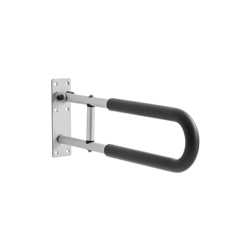 VEVOR 23.8 Inch Toilet Rail, U-Shaped Handicap Grab Bar, Foldable Safety Pole, Flip Up Grab Bar with Anti-Slip Support Handle, 300 Lb Load Capacity