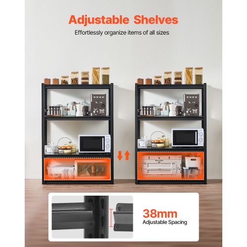 VEVOR 2400 lbs Garage Storage Shelves, 4 Tier, 20" D x 40" W x 57" H Adjustable Metal Shelves for Garage Shelves Utility Rack Shelf, Ideal for