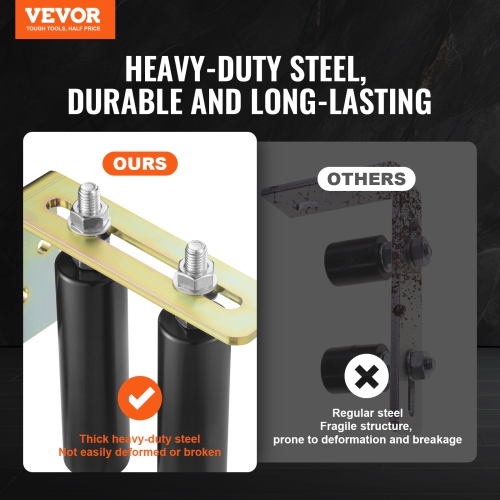 VEVOR 6" Sliding Gate Kit, Rolling Gate Hardware Kit with L-Bracket, Universal Adjustable Sliding Gate Rollers, Black Sliding Gate Guide Roller for