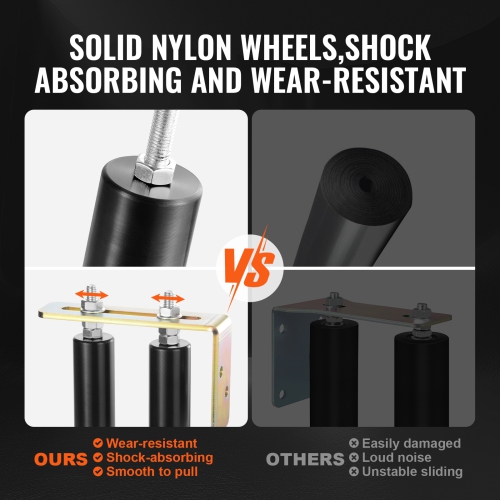 VEVOR 6" Sliding Gate Kit, Rolling Gate Hardware Kit with L-Bracket, Universal Adjustable Sliding Gate Rollers, Black Sliding Gate Guide Roller for