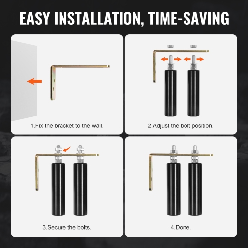 VEVOR 6" Sliding Gate Kit, Rolling Gate Hardware Kit with L-Bracket, Universal Adjustable Sliding Gate Rollers, Black Sliding Gate Guide Roller for