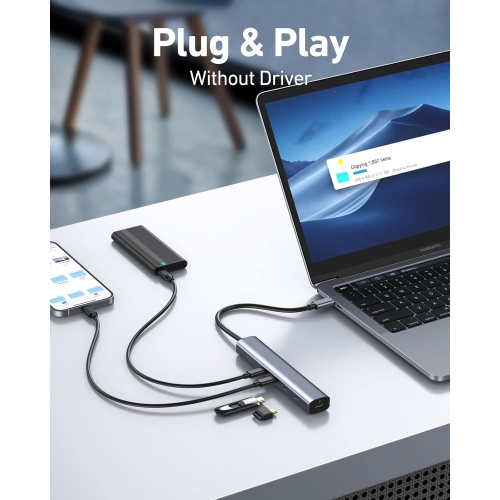 5 in 1 USB C Splitter with 4 USB 3.1+100W Power Delivery, USB C to USB C Hub Multiport Adapter, USB C Hub for MacBook Pro/Air, iPad, Dell, HP, Samsung