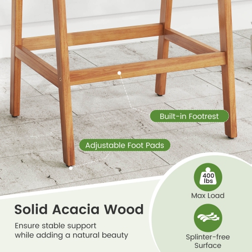 Costway Patio Counter Height Bar Stools Set of 2 with Cushions PE Wicker Backrests