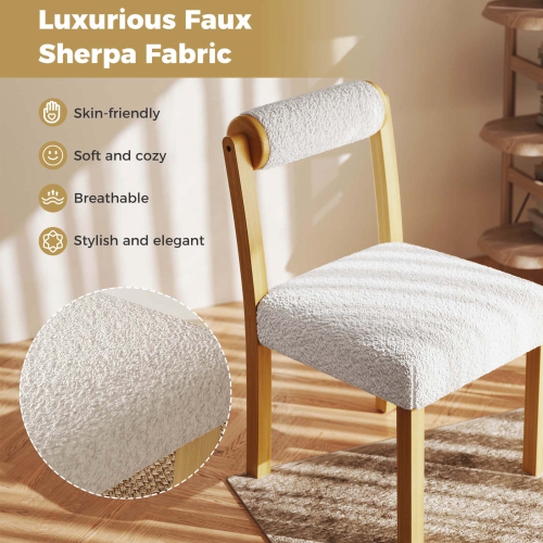 Ensemble de chaises de salle à manger en bois 2/4 avec revêtement en faux Sherpa de Costway