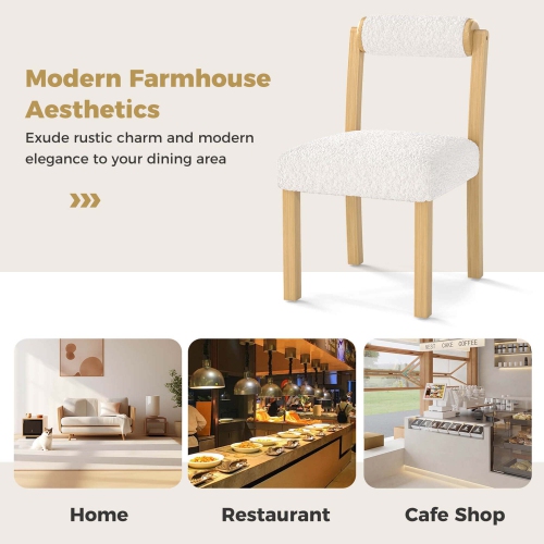 Ensemble de chaises de salle à manger en bois 2/4 avec revêtement en faux Sherpa de Costway