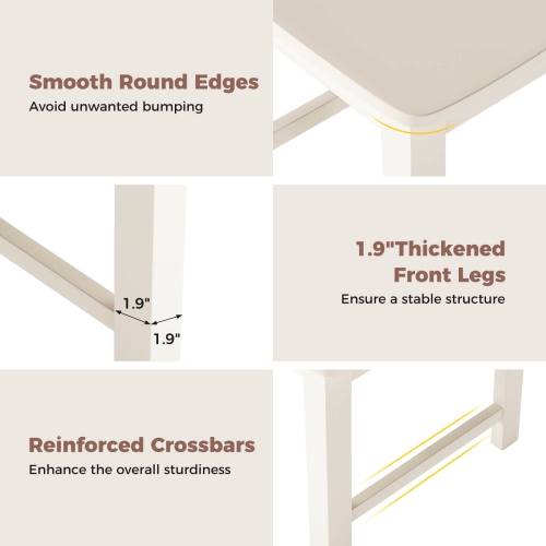 Costway Dining Chair Set of 2 with Rubber Wood Frame & Leaf-shape High Back for Kitchen Cream White