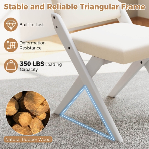 Chaises de salle à manger en bois de Costway 2/4 avec cadre en hévéa, coussins rembourrés, dossier courbé