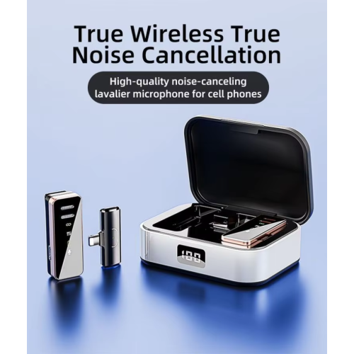 Micro-cravate sans fil pour iPhone Android, microphone professionnel à pince sans fil avec étui de chargement pour enregistrement vidéo, Plug-Play