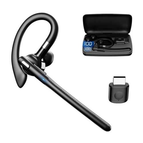 Single Ear Bluetooth Headset Business Ear-Mounted Hands-free Call Noise Canceling Wireless Headphones for iPhone Laptop