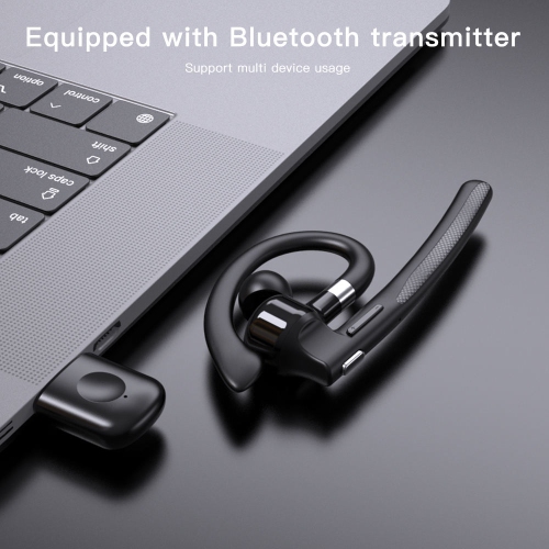 Single Ear Bluetooth Headset Business Ear-Mounted Hands-free Call Noise Canceling Wireless Headphones for iPhone Laptop