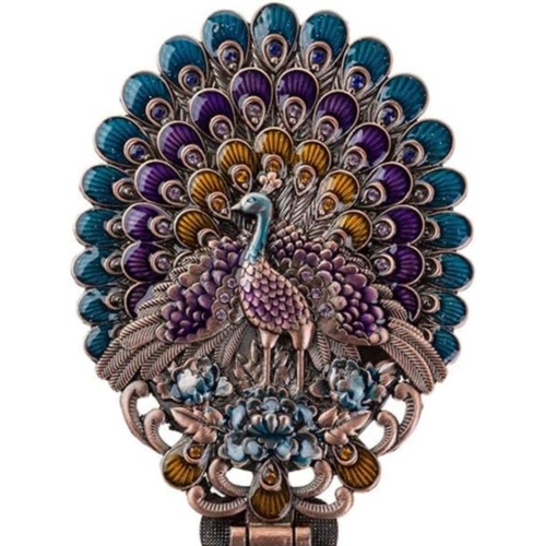 GREEN SCENIC  Vintage Handheld Mirror, Dressing Mirror, Antique Folding Peacock Travel Handheld Mirror, Adjustable Embossed Portable Handheld Mirror