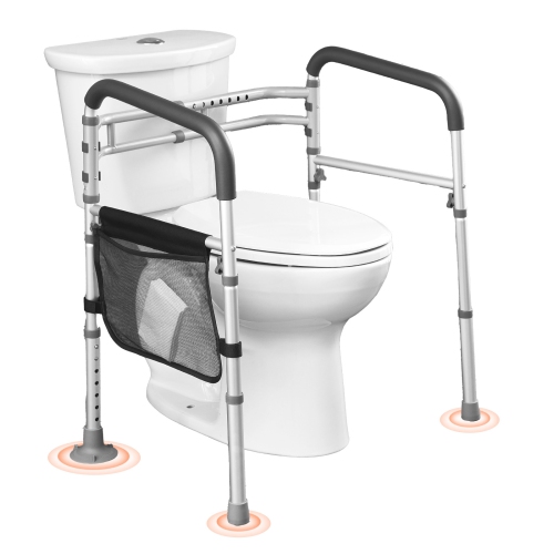 VEVOR 300 LBS Toilet Safety Rail, Foldable Toilet Seat with Non-Slip Handles, Portable Versatile Toilet Handrails with Reinforced Aluminum Alloy