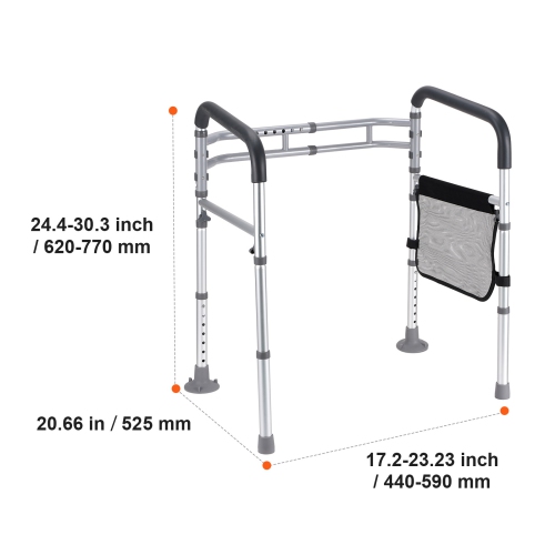 VEVOR 300 LBS Toilet Safety Rail, Foldable Toilet Seat with Non-Slip Handles, Portable Versatile Toilet Handrails with Reinforced Aluminum Alloy