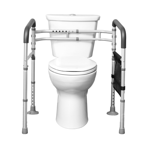 VEVOR 300 LBS Toilet Safety Rail, Foldable Toilet Seat with Non-Slip Handles, Portable Versatile Toilet Handrails with Reinforced Aluminum Alloy