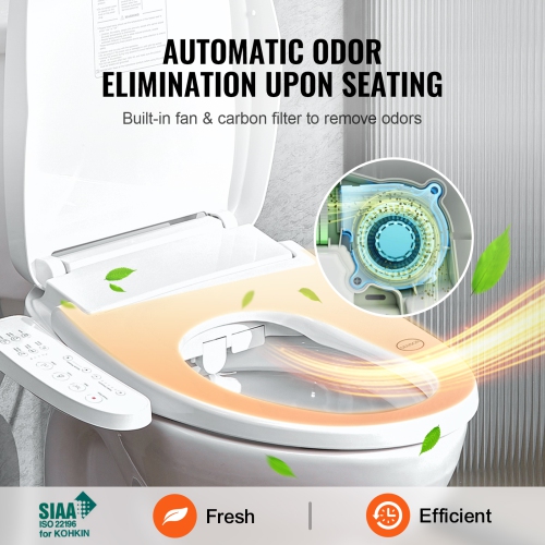 VEVOR Elongated Bidet Toilet Seat, Side Arm Control Smart Toilet Seat for Existing Toilets, Electric Bidet Toilet Seat with Slow Close, Night Light,