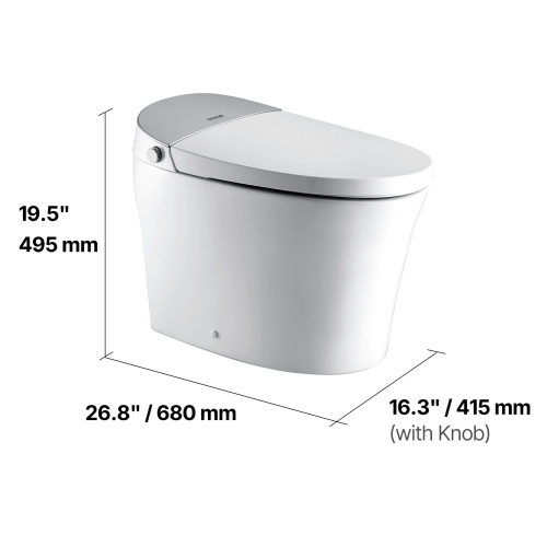 VEVOR Smart Toilet, Air Drying, Elongated Smart Toilet with Heated Seat, Clean Nozzle & Auto Freshening System, Auto Open/Close Toilet with Remote