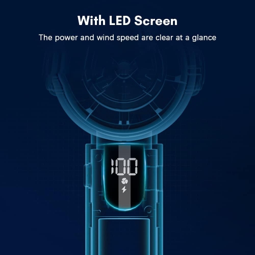 Portable Cordless Desk Fan - 5 Adjustable Speeds, LED Display, Low Noise,1800Mah, Durable ABS Material for Indoor/Outdoor Cooling Use