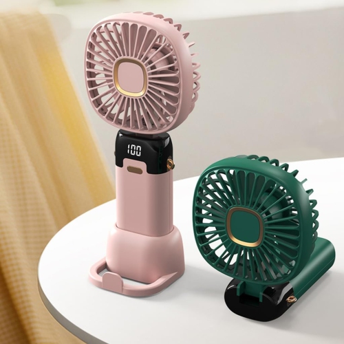 Multi-angle USB table fan with mobile phone holder - portable handheld/table fan with adjustable speed, LED display, 3-6 hours battery life, suitable