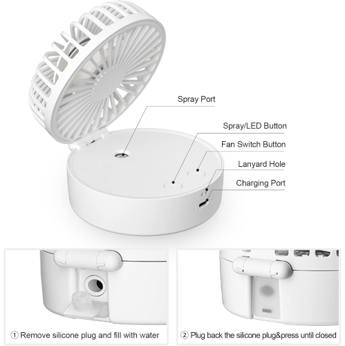 Handheld Mist Cooling Fan - 3-Speed Foldable Mini Fan with Spray Function, 2000mAh Rechargeable, Perfect Summer Gift for Home Office Travel