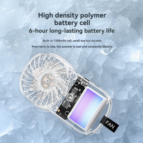 1200mAH high speed handheld small fan transparent fashion handheld fan outdoor small portable USB electric fan
