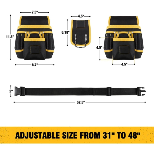 Tool Waist Bag, Tool Bag Belt - Magnetic Tool Bag Belt with 26 Pockets - Gardening Tool Bag