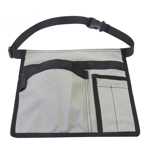 Multifunctional tool thickened multi-pocket canvas waist bag for garden pruning storage waist hanging hardware tool bag - gray