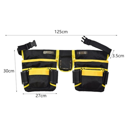 Tool Belt, Durable Work Apron, Multi-Purpose, Heavy Duty Tool Bag, Woodworking Tool Bag, Double Pocket - Yellow