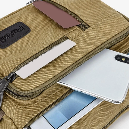 Tool bag portable men's crossbody durable labor protection canvas plumber bag carpenter wear-resistant hardware tool bag - [khaki]