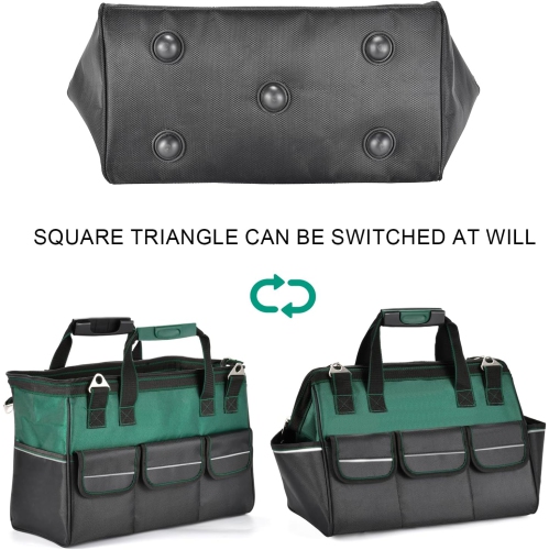 Universal Sturdy 18 Inch Wide Mouth Tool Bag, Professional Waterproof and Durable, Hardware Tool Bag Electrician Canvas - Green