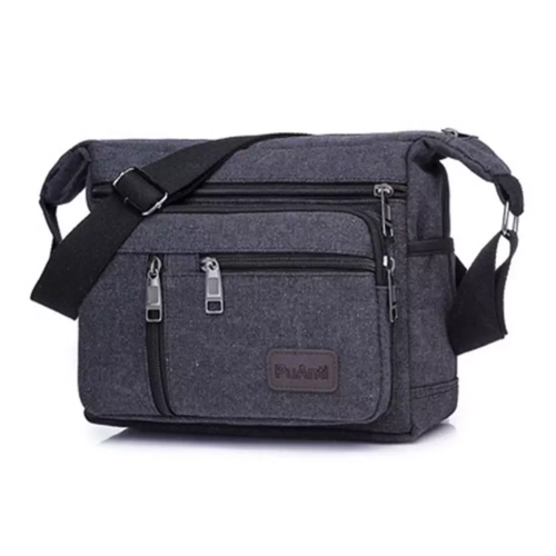 Tool Bag Portable Men's Messenger Durable Labor Protection Canvas Plumber Bag Carpentry Wear-resistant Hardware Tool Bag - [Black Gray]