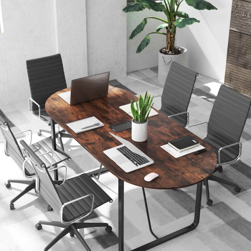 Costway 71 Inches Executive Table, Oval Home Office Table with Cable Management Hole