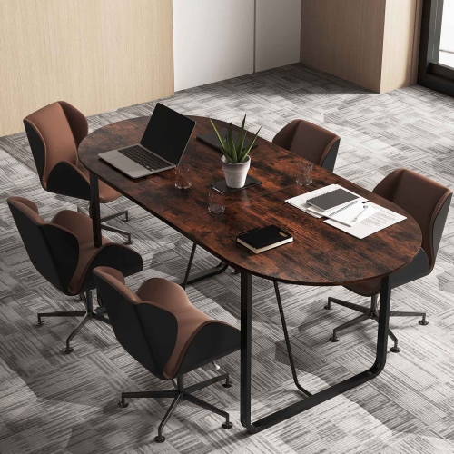 Costway 71 Inches Executive Table, Oval Home Office Table with Cable Management Hole