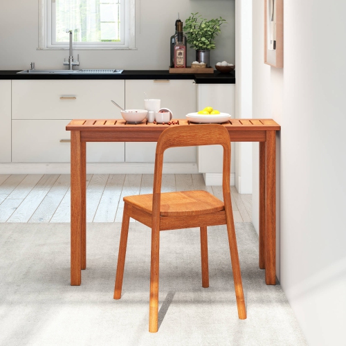 Costway 1/2 PCS Outdoor Indoor Dining Table with Slatted Tabletop Buffet Bar Storage Organizer