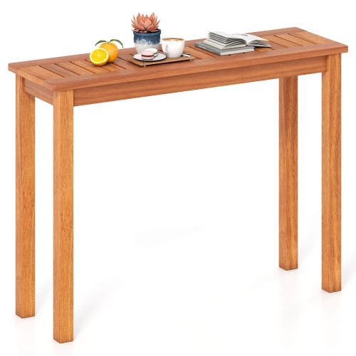 Costway 1/2 PCS Outdoor Indoor Dining Table with Slatted Tabletop Buffet Bar Storage Organizer