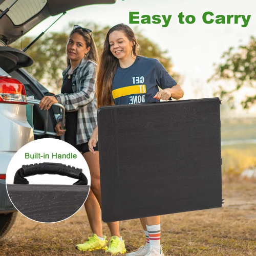 Costway 5 ft Folding Picnic Table Outdoor Dining Table with Rattan Grain HDPE Tabletop Brown/Black