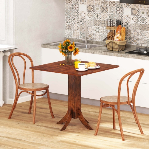 Costway Square Dining Table with Pedestal Base 33" Wooden Kitchen Table for 2-4 People