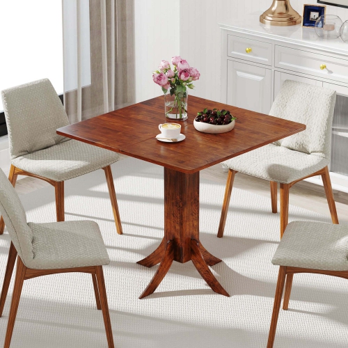 Costway Square Dining Table with Pedestal Base 33" Wooden Kitchen Table for 2-4 People
