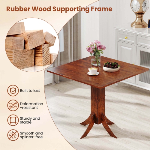 Costway Square Dining Table with Pedestal Base 33" Wooden Kitchen Table for 2-4 People