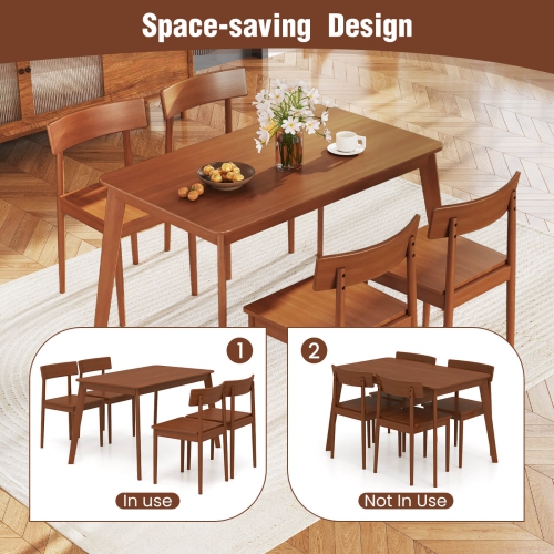 Costway 5 PCS Dining Table Set Rectangular Kitchen Table & 4 Chairs with Rubber Wood Frame