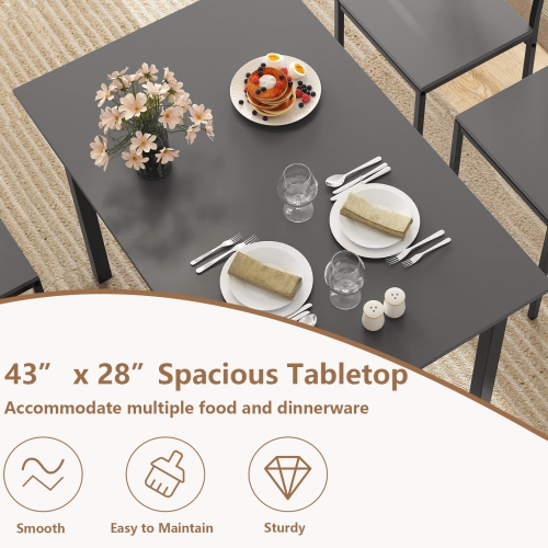 Costway 5 PCS Dining Table Set Industrial Style Kitchen Table & Chairs for 4 Gray Gray/Brown