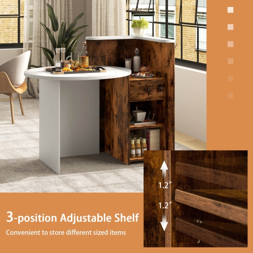 Costway Front Reception Counter Desk Checkout Office Desk with Open Shelf & Lockable Drawer