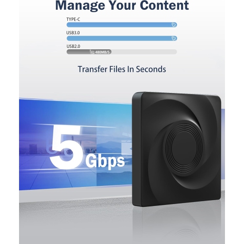 DVD Player Portable CD Reader for Laptop, External CD/DVD Drive for Laptop External DVD Drive, CD Burner Compatible with PC Windows 11/10//7 Linux