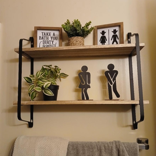 Étagères murales flottantes UNHO, tablettes rustiques à 2 niveaux en bois pour la chambre à coucher, la salle de bain, le salon, la cuisine