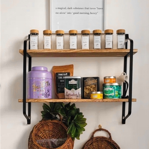 Étagères murales flottantes UNHO, tablettes rustiques à 2 niveaux en bois pour la chambre à coucher, la salle de bain, le salon, la cuisine