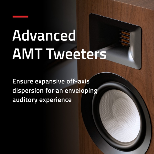 Fluance Ri91 Stereo Powered Floorstanding Tower Speakers with AMT Tweeters, 2x6.5", 150W Amp - HDMI, Bluetooth, & RCA