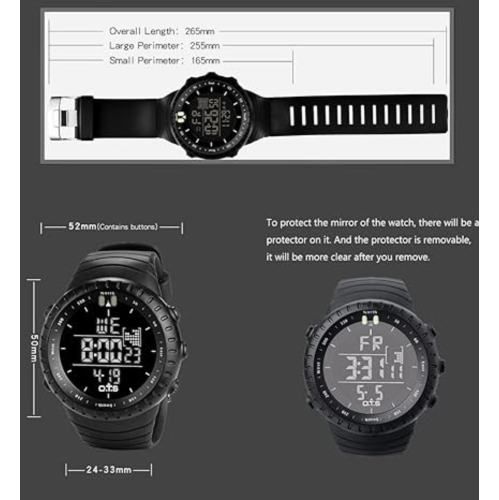 Men's Digital Sports Watch Waterproof Tactical Watch with LED Backlight Watch for Men