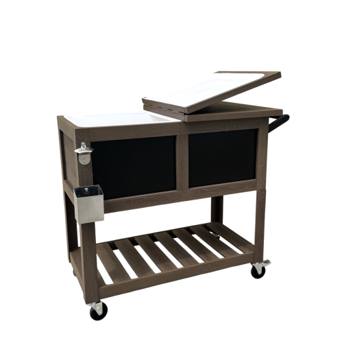Permasteel - 80QT Bar Cart Style Patio Cooler - Wood Grain