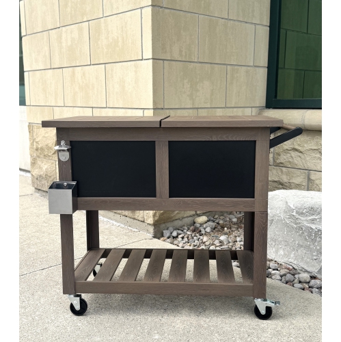 Permasteel - 80QT Bar Cart Style Patio Cooler - Wood Grain