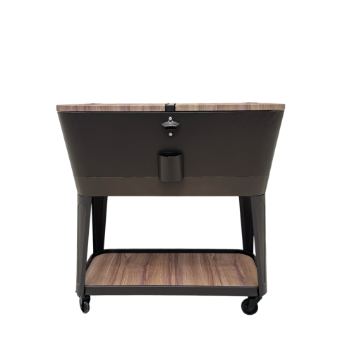 Permasteel - 80QT Patio Cooler - Tapered - Wood Grain - Brown Trim